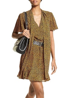 MICHAEL Michael Kors Womens Animal Print Chiffon Mini Dress