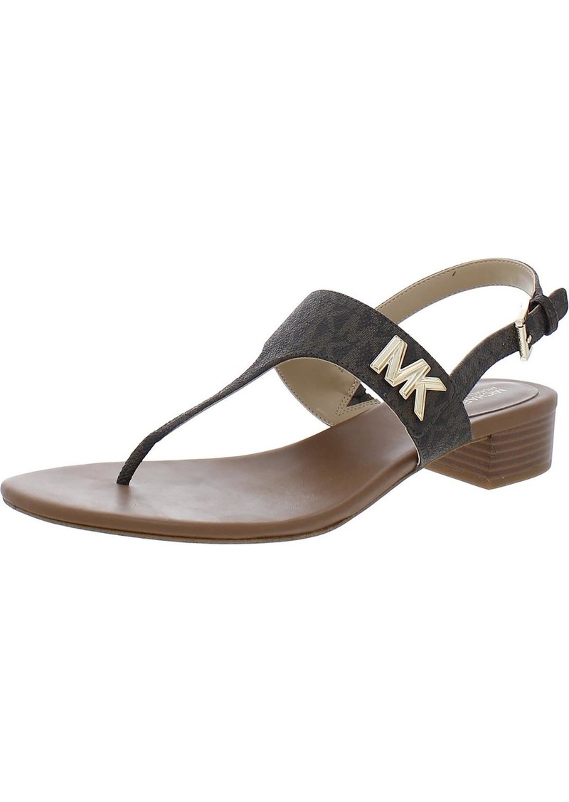 MICHAEL Michael Kors Womens Faux Leather Thong Ankle Strap