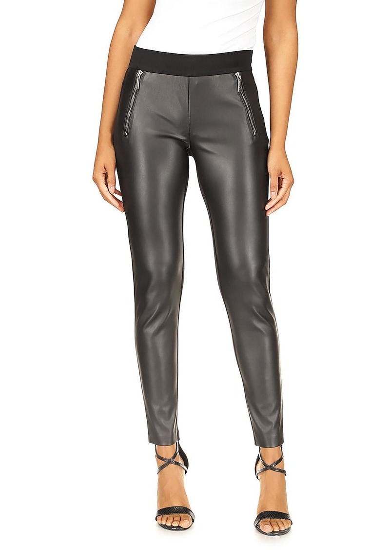 MICHAEL Michael Kors Womens Faux Leather Zipper Leggings