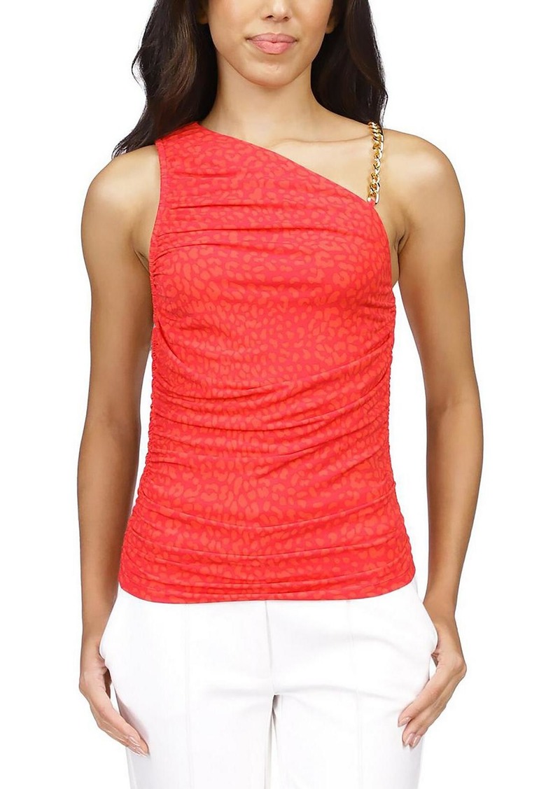 MICHAEL Michael Kors Womens Printed Asymmetric Tank Top