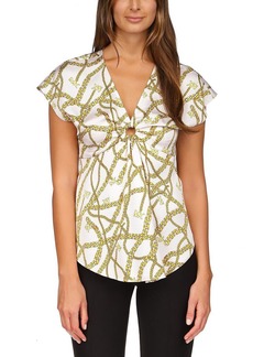 MICHAEL Michael Kors Womens Printed Logo Blouse