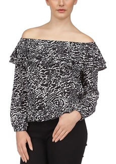 MICHAEL Michael Kors Womens Ruffled Off The Shoulder Blouse