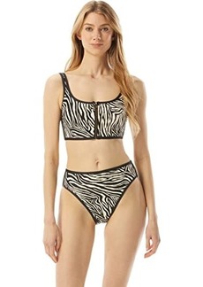 MICHAEL Michael Kors Zebra Zip Front Bikini Top