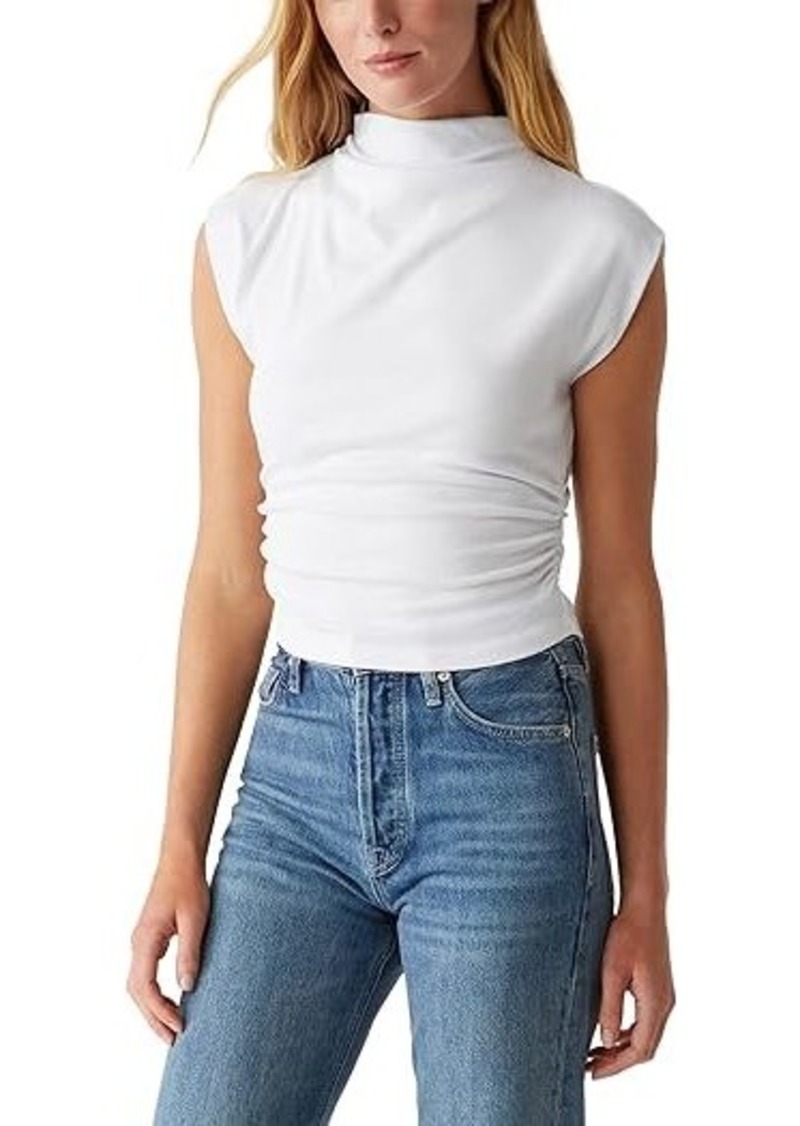 Michael Stars Amara Mock Neck Power Shoulder Top