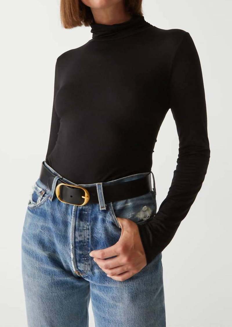 Michael Stars Clara Ruched Turtleneck Top In Black