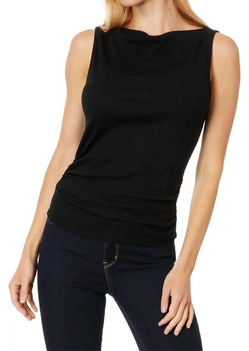 Michael Stars Coco Ruched Boatneck Top In Black