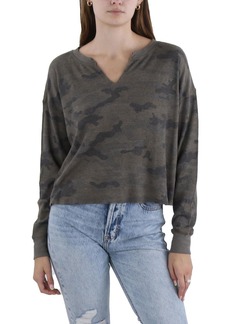 Michael Stars Delia Womens Waffle Henley Pullover Top