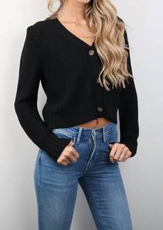 Michael Stars Fran Crop Sweater Cardigan In Black