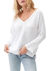 Michael Stars Gio Flare Sleeve Cotton Gauze Top in White at Nordstrom