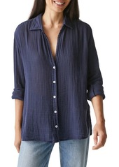 Michael Stars Leo High-Low Cotton Gauze Button-Up Shirt