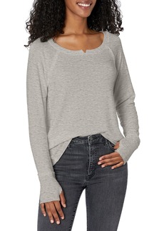 Michael Stars womens Madison Brushed Jersey Long Sleeve Notch Neck Hi Low Pullover Sweater   US