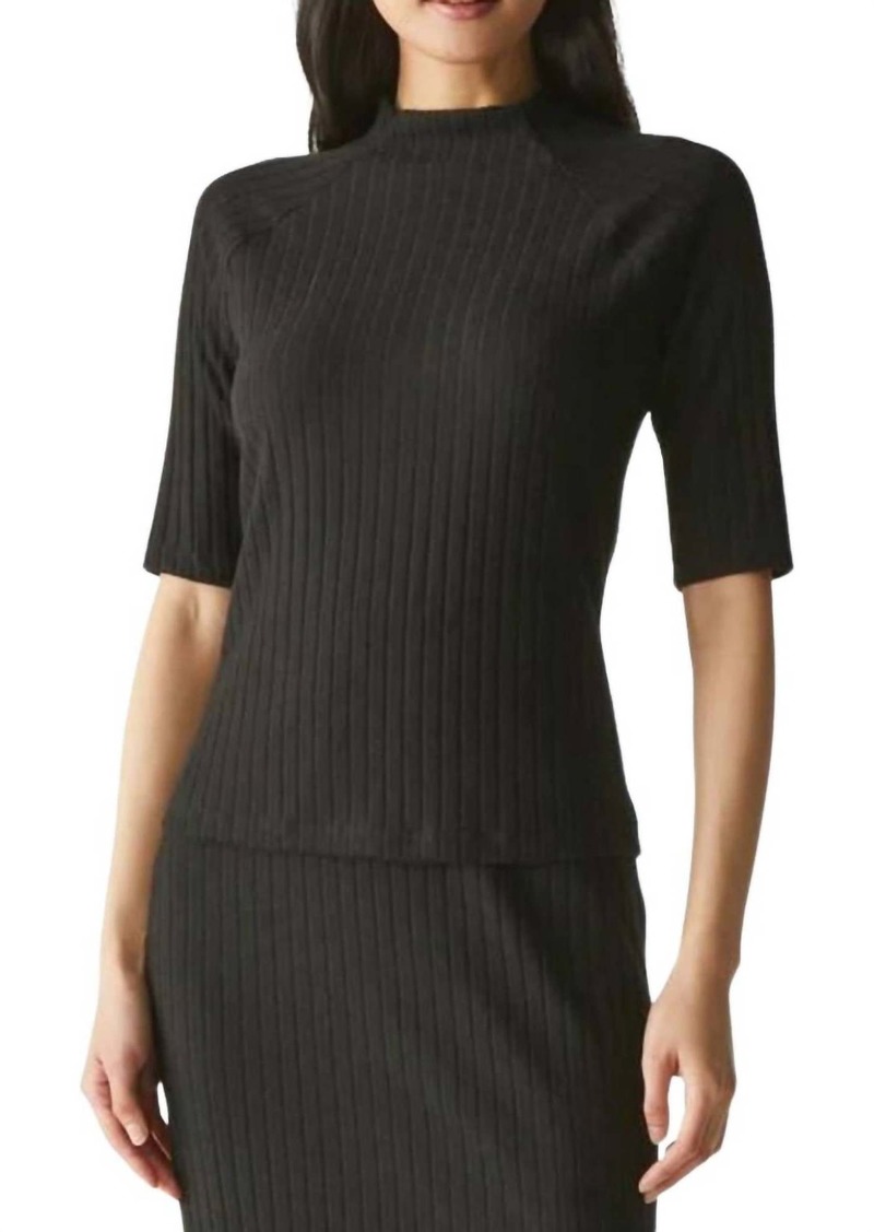 Michael Stars Nadine Luxe Jasper Elbow Mock Neck In Black