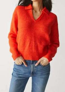 Michael Stars Stevie Collared Pullover Sweatshirt In Tangerine