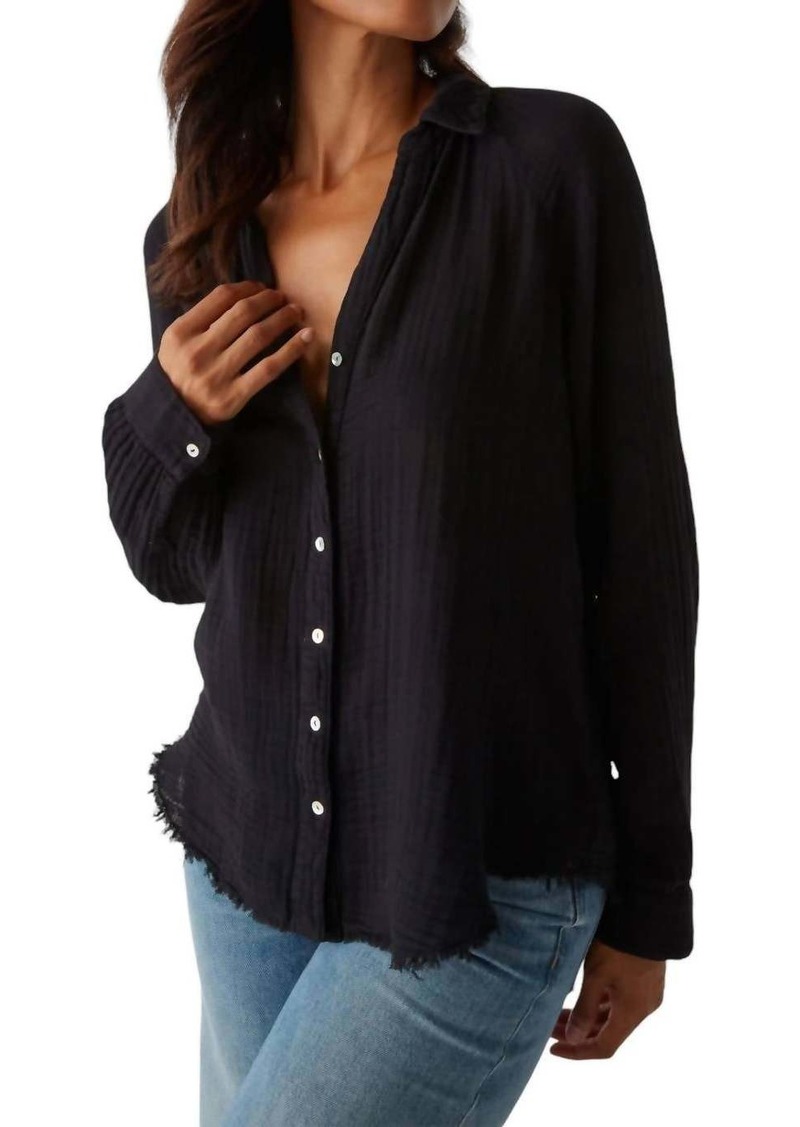 Michael Stars Toni Double Gauze Button Down Shirt In Black