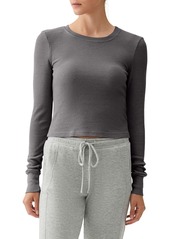 Michael Stars Palmer Cropped Long Sleeve Thermal T-Shirt in Charcoal at Nordstrom