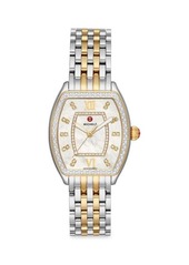 Michele 31MM Two-Tone Stainless Steel, Mother-Of-Pearlr & Diamond Bracelet Watch