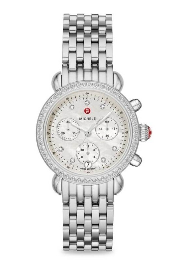 Michele 36MM CSX Stainless Steel & Diamond Chronograph Watch