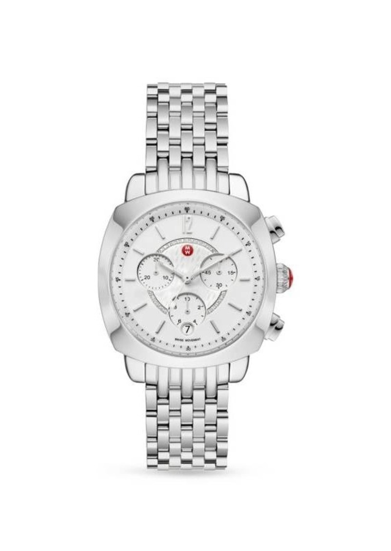 Michele Ascalon 37MM Stainless Steel & Diamond Chronograph Watch