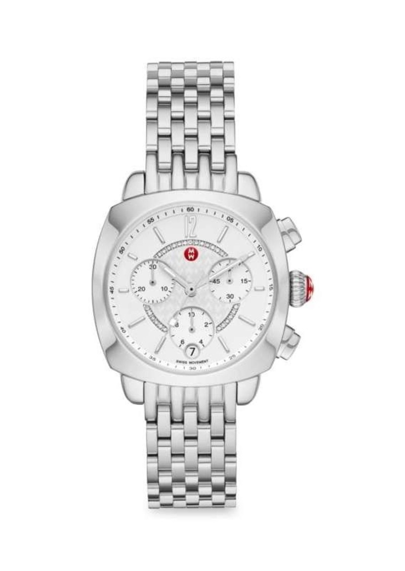 Michele Ascalon Mid 0.05 TCW Diamond & Stainless Steel Chronograph Watch