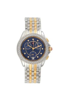 Michele Belmore 37MM Two Tone 18K Goldplated Stainless Steel & Diamond Chronograph Watch