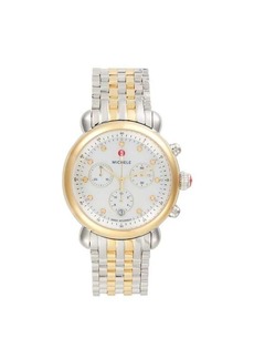 Michele CSX 39MM Two Tone Stainless Steel, Diamond & Mother of Pearl Chronograph Watch