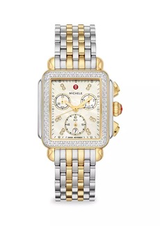 Michele Deco 18K Yellow Gold & Diamond Chronograph Watch