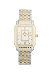 Michele Deco II Stainless Steel, 18K Yellow Gold & Diamond Bracelet Watch