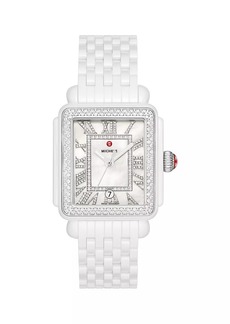 Michele Deco Madison Ceramic & 0.86 TCW Diamond Bracelet Watch/33MM x 35MM