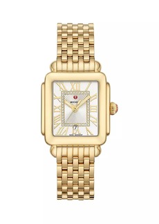 Michele Deco Madison Mid Gold Diamond Dial Watch