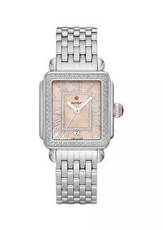 Michele Deco Madison Stainless Steel, Mother-Of-Pearl & 0.75 TCW Diamond Bracelet Watch/33MM x 35MM