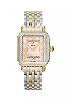 Michele Deco Madison Two-Tone Stainless Steel, Mother-of-Pearl & 0.71 TCW Diamond Bracelet Watch/33MM x 35MM