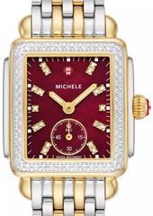 Michele Deco Mid Two-Tone Stainless Steel, Mother-Of-Pearl & 0.57 TCW Diamond Bracelet Watch/29MM x 31MM