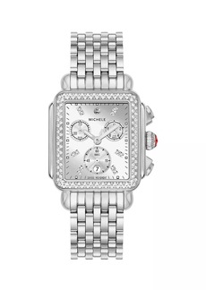 Michele Deco Stainless Steel & 0.75 TCW Diamond Bracelet Watch/33MM x 35MM