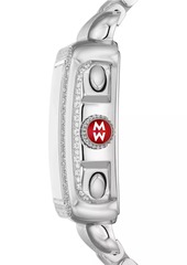 Michele Deco Stainless Steel, 0.73 TCW Diamond & Pink Sapphire Bracelet Watch/33MM x 35MM