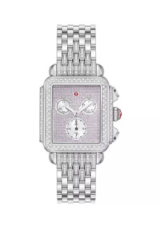 Michele Deco Stainless Steel, 0.73 TCW Diamond & Pink Sapphire Bracelet Watch/33MM x 35MM