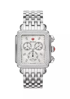 Michele Deco XL Stainless Steel & Diamond Bracelet Watch