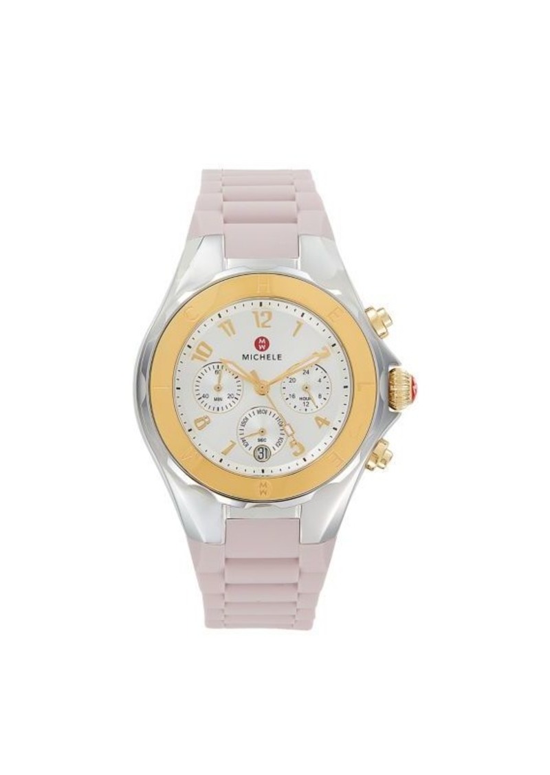 Michele Jelly Bean 38MM Two Tone Stainless Steel & Silicone Strap Chronograph Watch