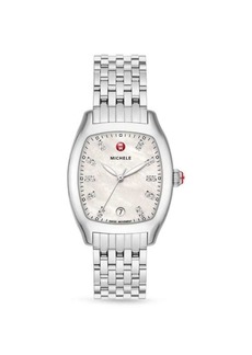 Michele Joli 40MM Stainless Steel & Diamond Bracelet Watch