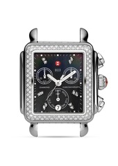 MICHELE Deco Diamond Black Dial Watch Head, 33mm x 35mm