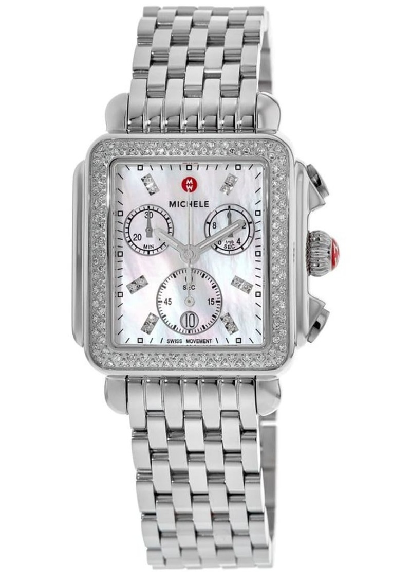 Michele Deco Diamond Stainless Chronograph Women's Watch MWW06A000775