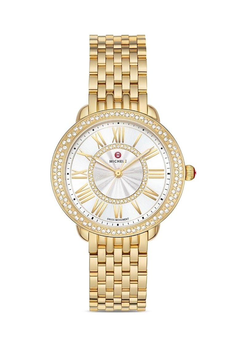 Michele Serein Mid Stainless Steel Diamond Watch, 36mm