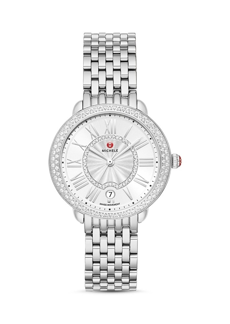 Michele Serein Mid Stainless Steel Diamond Watch, 36mm