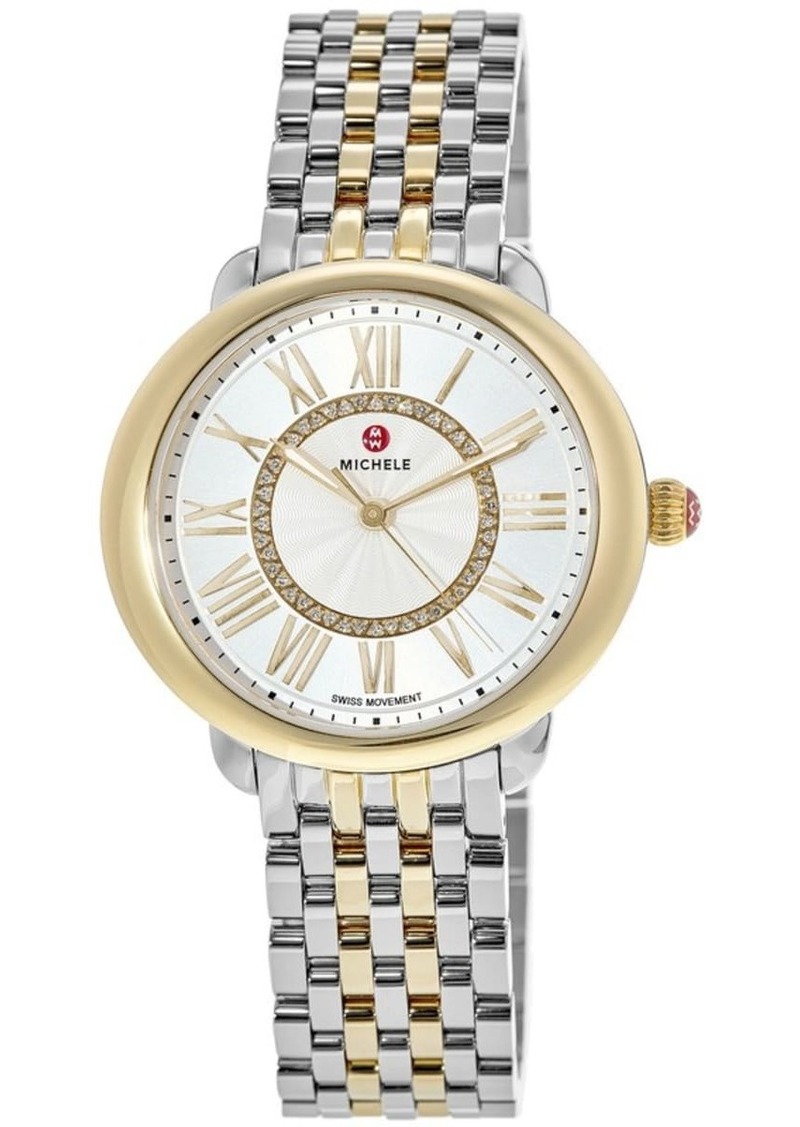 Michele Serein Mid Two-Tone 18K Gold Diamond Dial Women's Watch MWW21B000148