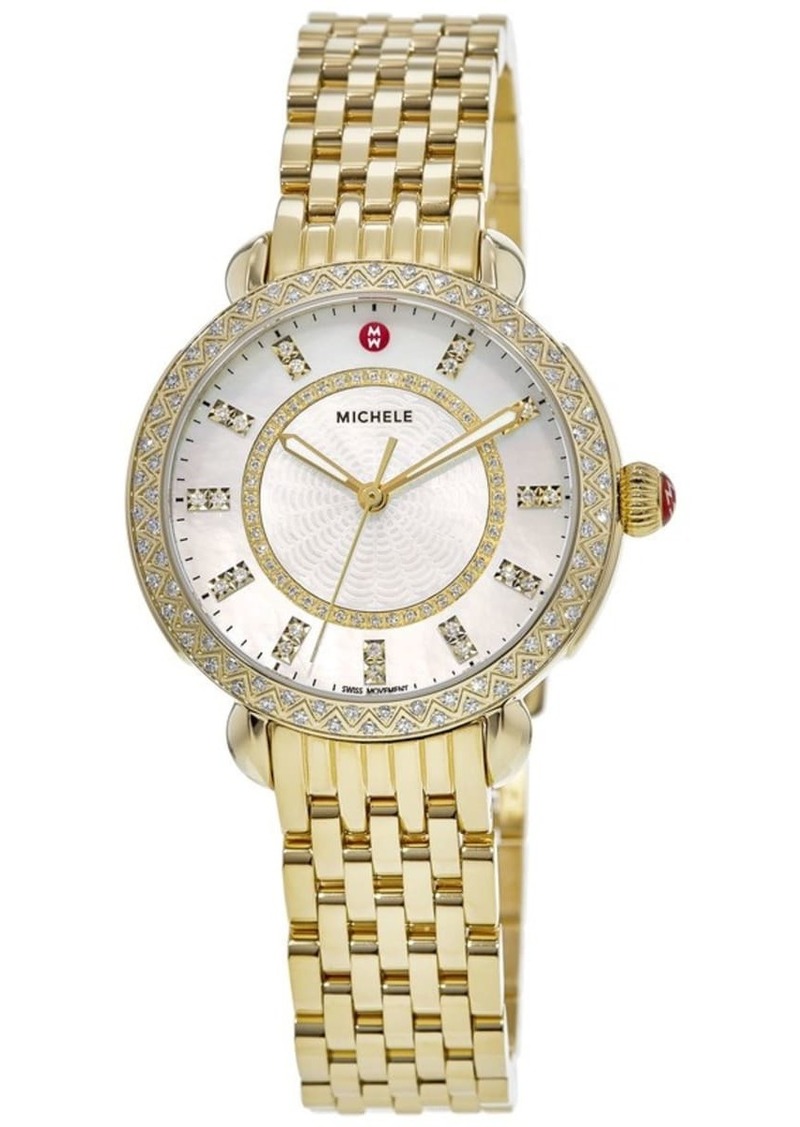 Michele Sidney Diamond 18K Yellow Gold Plated Women's Watch MWW30B000004