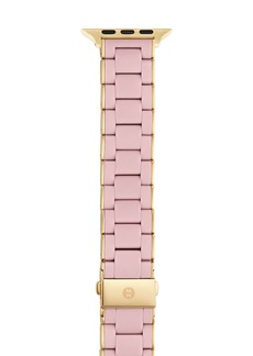 MICHELE Women's 38/40/41mm and 42/44/45/49mm Barely Pink and Gold-Tone Silicone-Wrapped Stainless Steel Band for Apple W