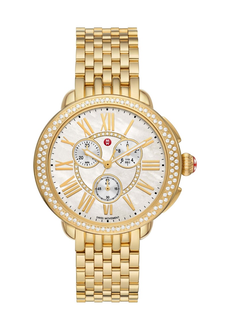 MICHELE Women's Serein Chronograph, 18K Gold-Plated Stainless Steel Watch