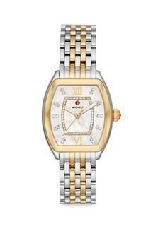 Michele Relevé 31MM 18K Goldplated Stainless Steel, 0.19 TCW Diamond & Mother-Of-Pearl Dial Bracelet Watch