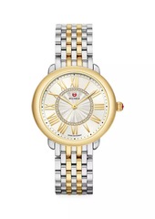 Michele Serein Mid Two-Tone Diamond Bracelet Watch