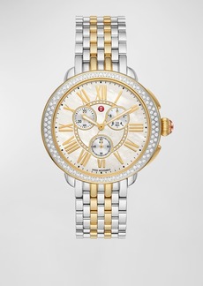 Michele Serein Two Tone 18K Gold Plated Diamond Watch