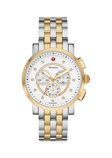 Michele ​Sport Sail 42MM Two Tone 18K Gold, Stainless Steel & Diamond Chronograph Watch